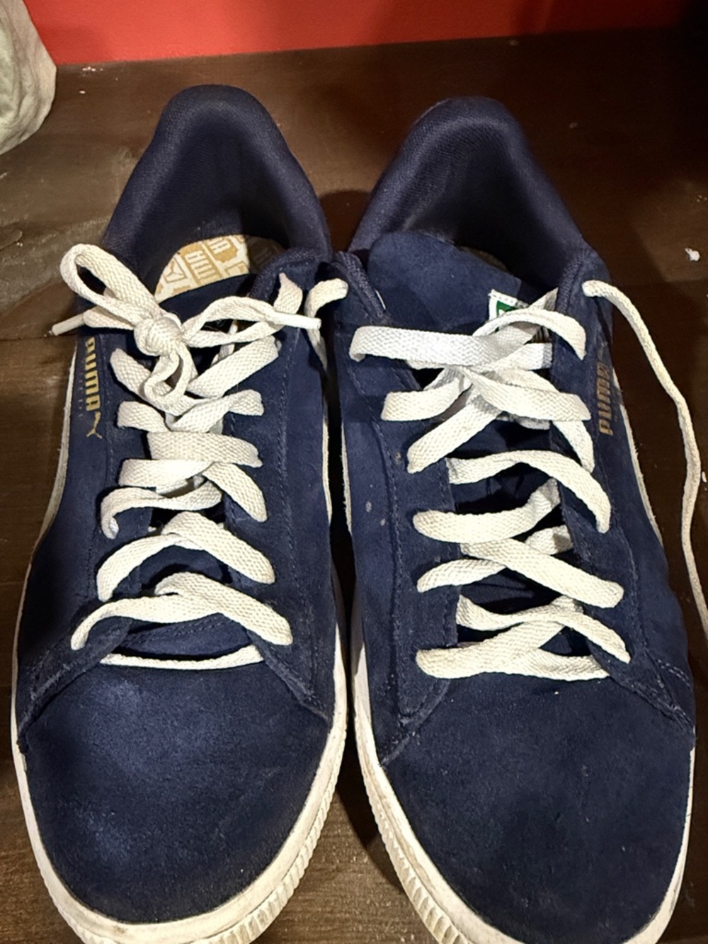 Puma Navy Suede Sneakers with White Laces